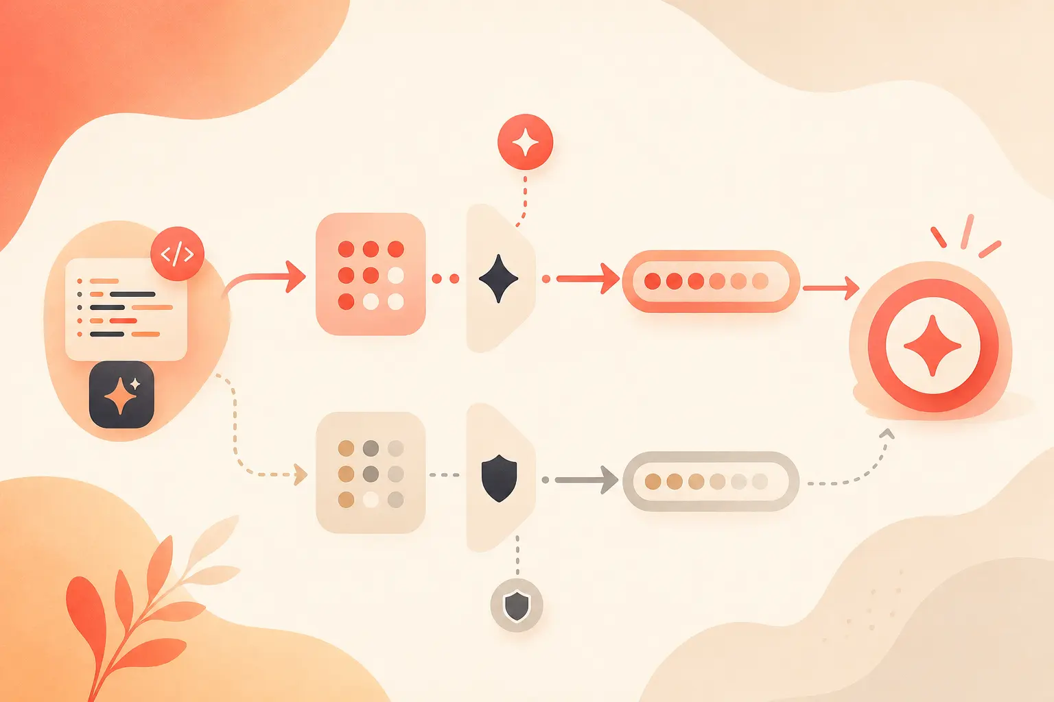 A warm editorial cover showing a developer workflow split into two clean paths: “Claude Fable 5” primary lane and “Opus 