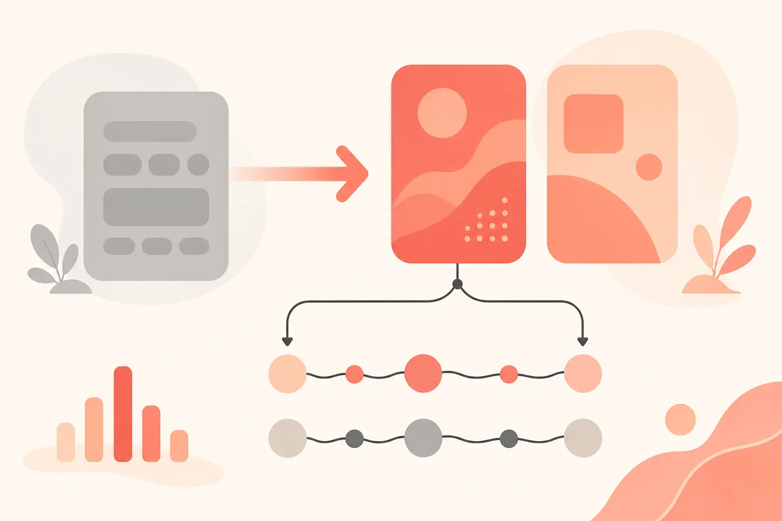 A developer migration roadmap on an off-white background: gray cards for the legacy models deepseek-chat/deepseek-reasoner on the left, arrows pointing to two terracotta cards on the right labeled deepseek-v4-flash and deepseek-v4-pro, with a branch below for Ope