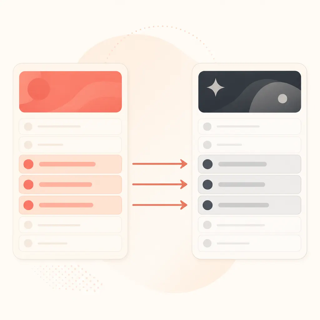 A before-and-after migration comparison on an off-white background, with an OpenAI SDK configuration card on the left and a Gemini configuration card on the right; only the three changed lines, api_key, base_url, and model, are highlighted, connected by a terracotta arrow